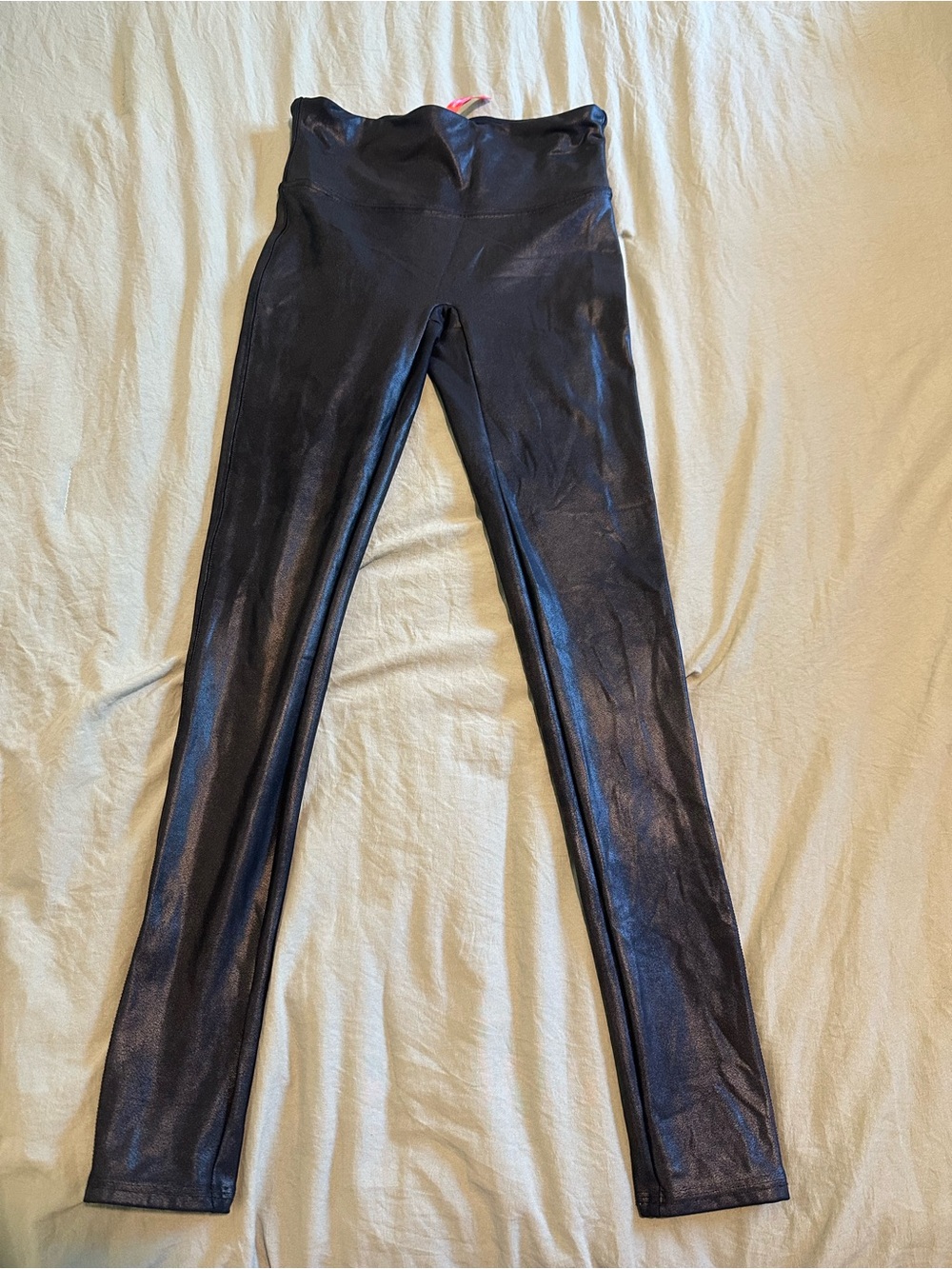 SPANX Black Leggings with Red Logo Tag